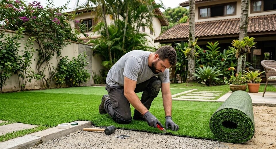 Artificial turf installed in a Kissimmee Florida yard