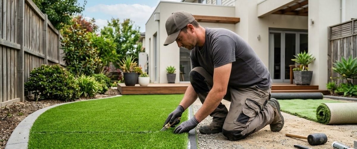 Artificial turf installation in Baldwin Park, Florida
