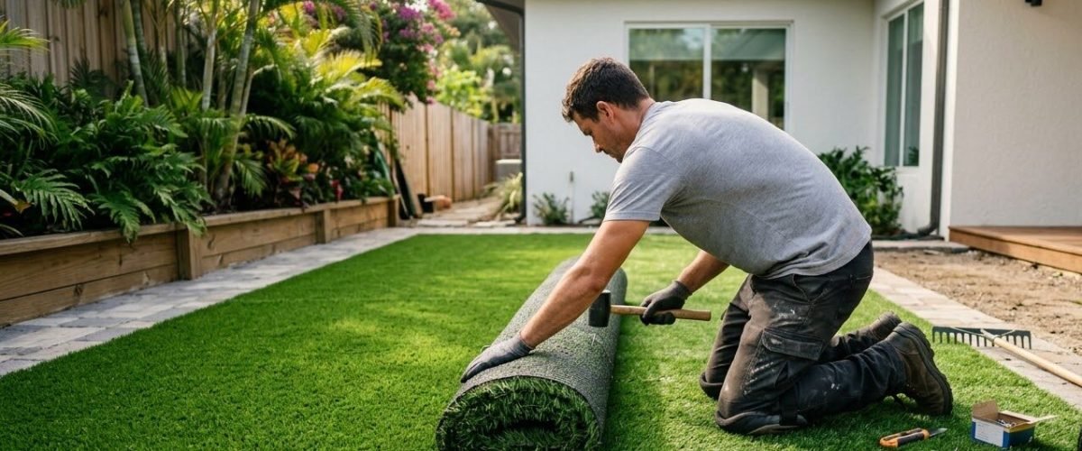 Artificial turf installation in Belle Isle, Florida