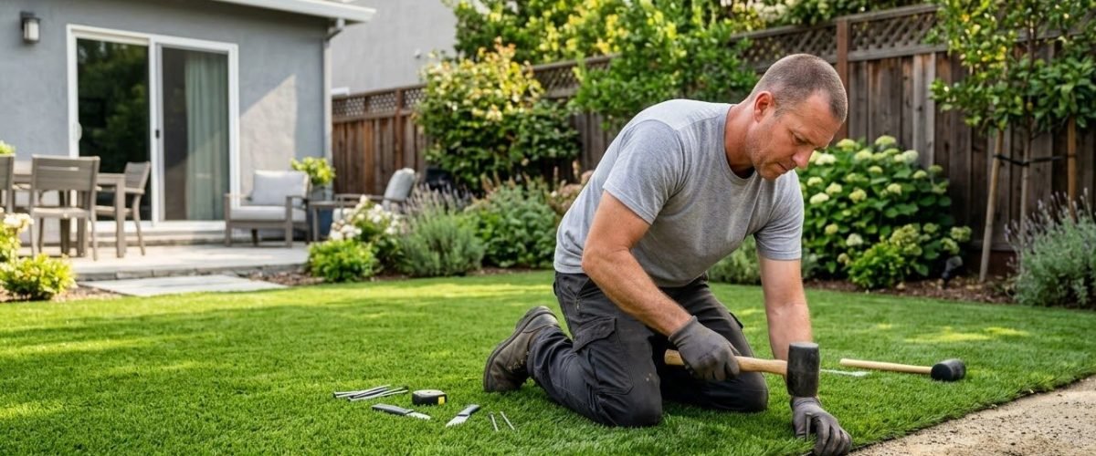 Artificial turf installation in Boulder Bluff, Florida