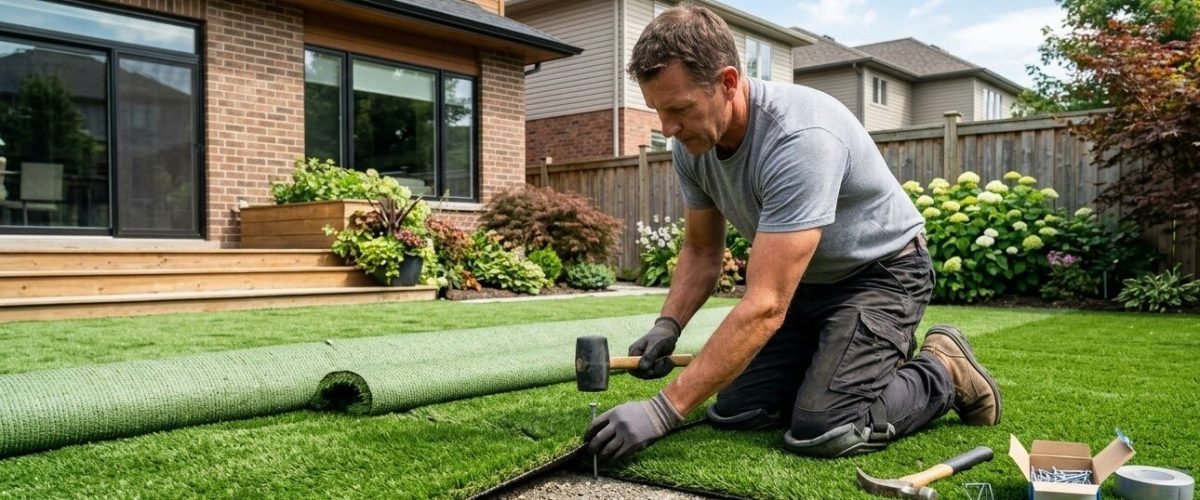 Artificial turf installation in Celebration, Florida