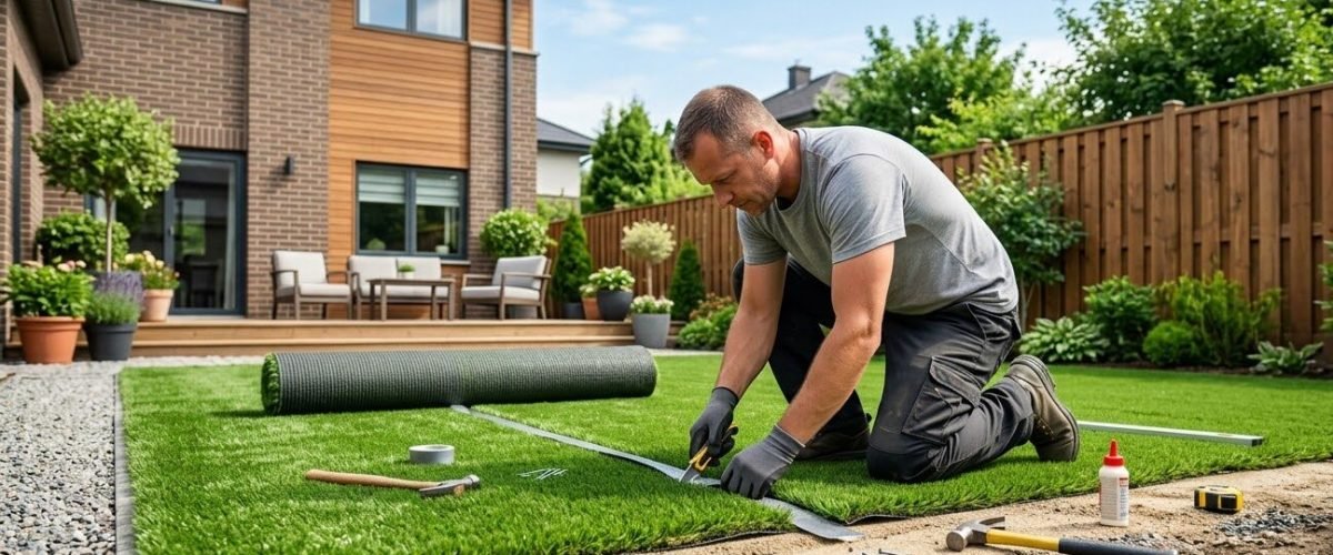 Artificial turf installation in College Park, Florida