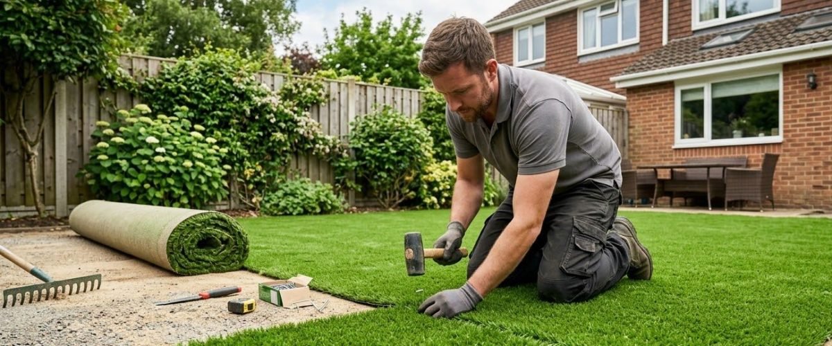 Artificial turf installation in Crooked Lake Park, Florida
