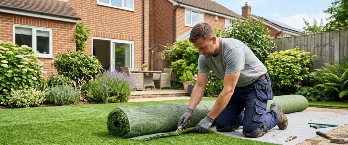 Artificial turf installation in Crystal Lake, Florida