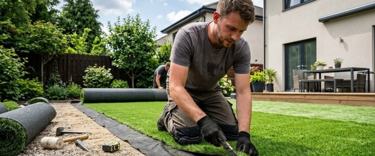 Artificial turf installation in Cypress Gardens, Florida