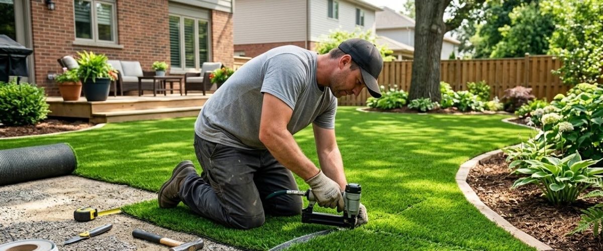 Artificial turf installation in Daytona Beach, Florida