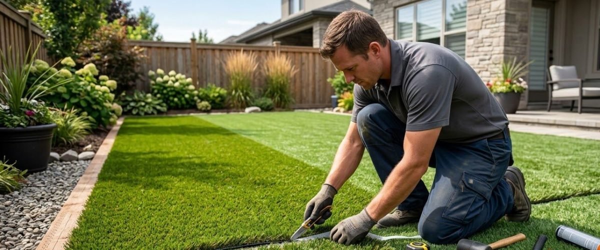 Artificial turf installation in DeBary, Florida