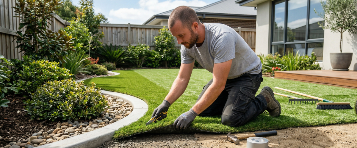 Artificial turf installation in Garden Grove, Florida