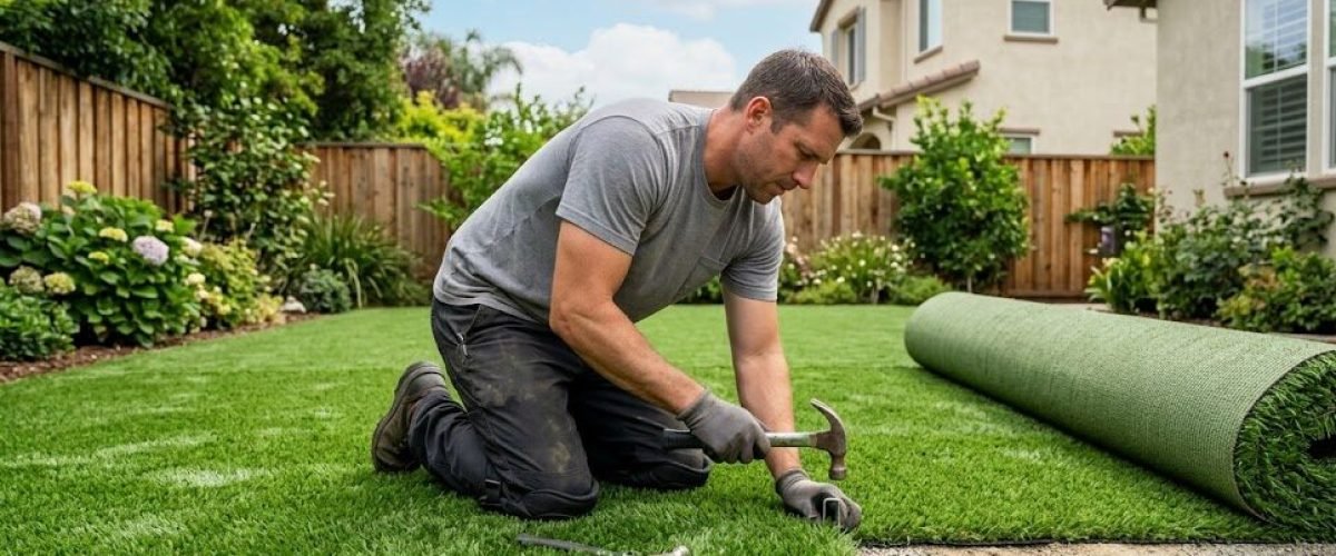 Artificial turf installation in Garden Grove North, Florida