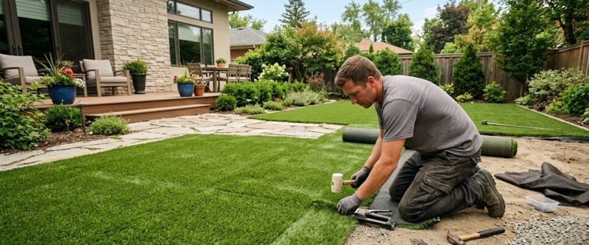 Artificial turf installation in Highland Park, Florida