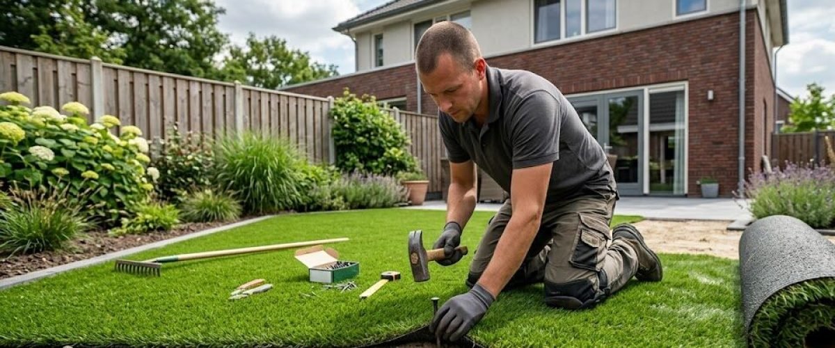 Artificial turf installation in Holly Hill, Florida