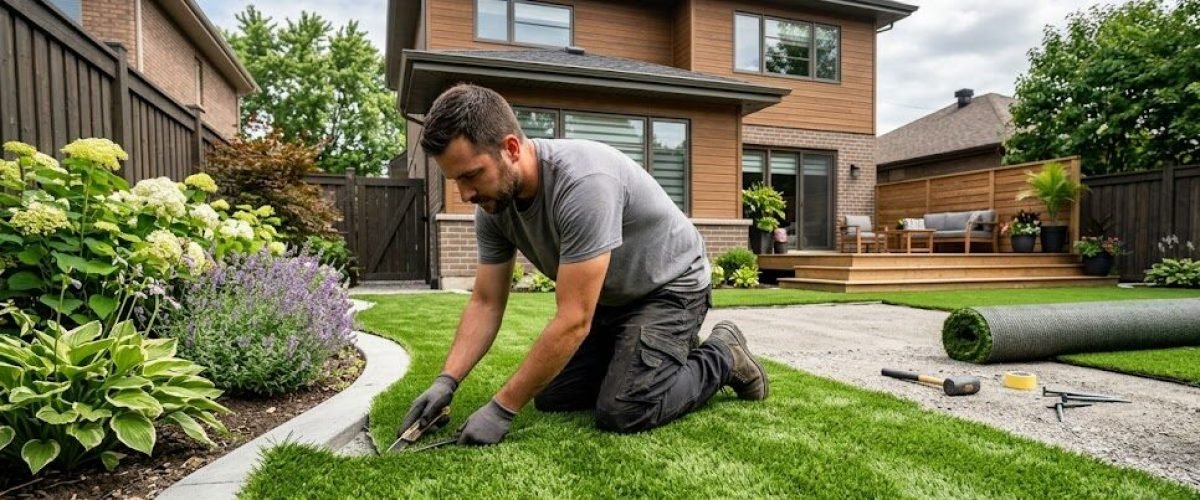 Artificial turf installation in Ivanhoe Village, Florida