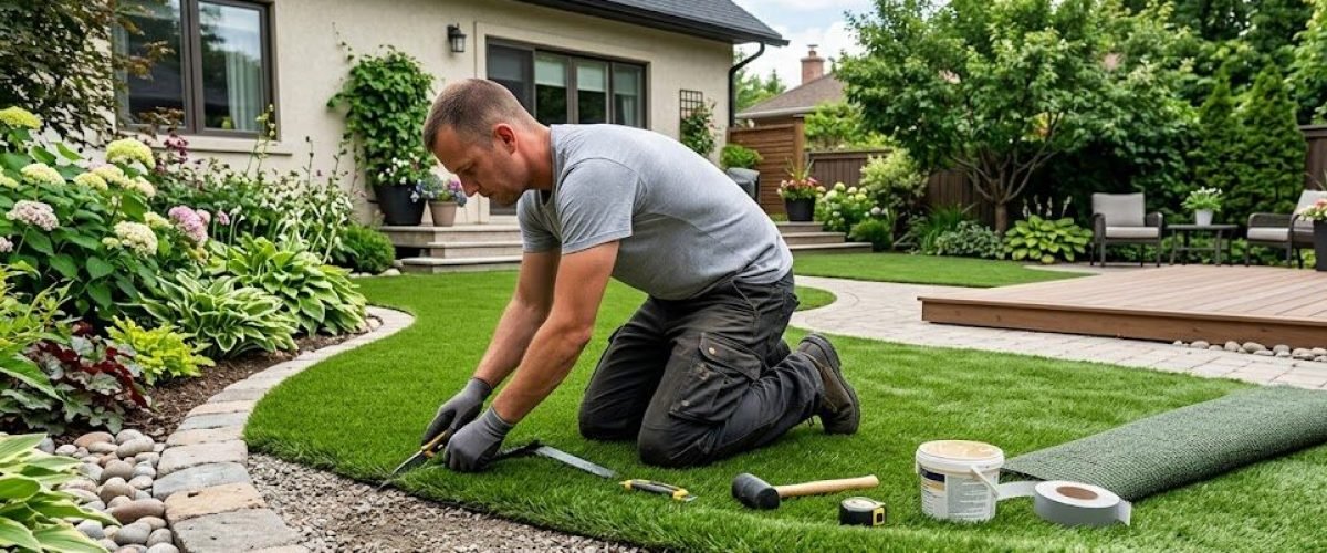 Artificial turf installation in Jan Phyl Village, Florida