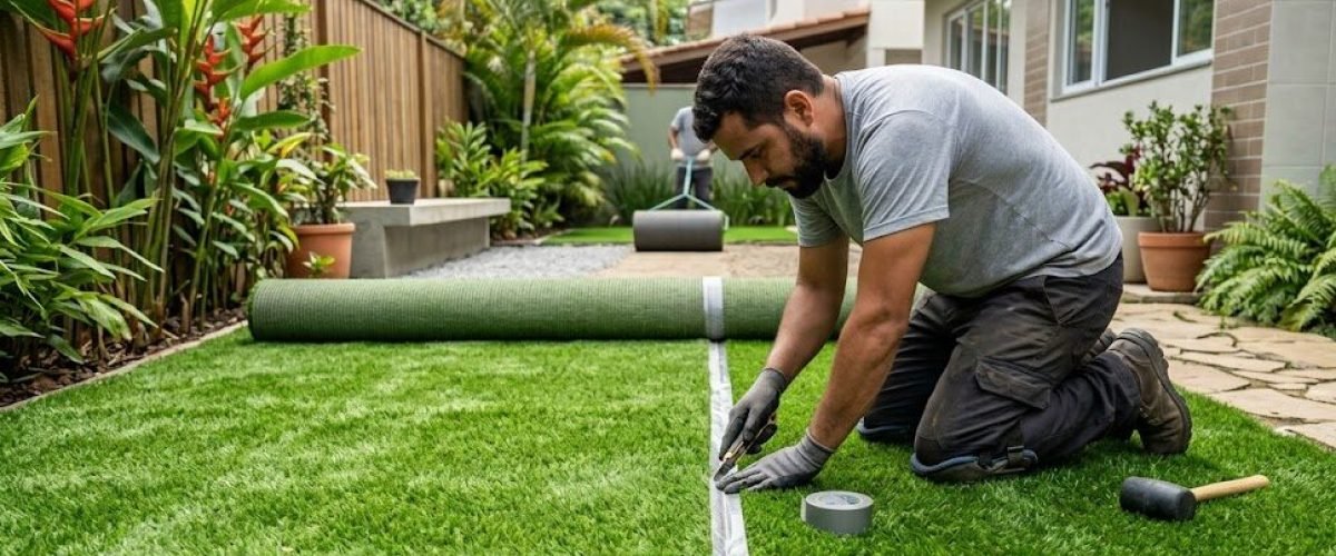 Artificial turf installation in Lake Elbert East, Florida