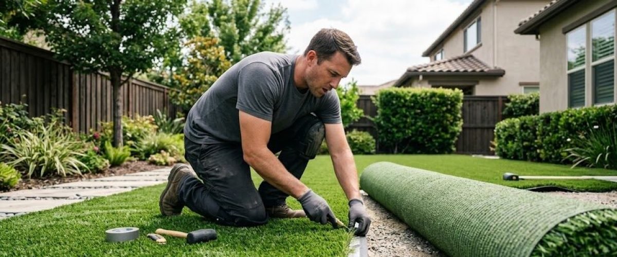 Artificial turf installation in Lake Garfield, Florida
