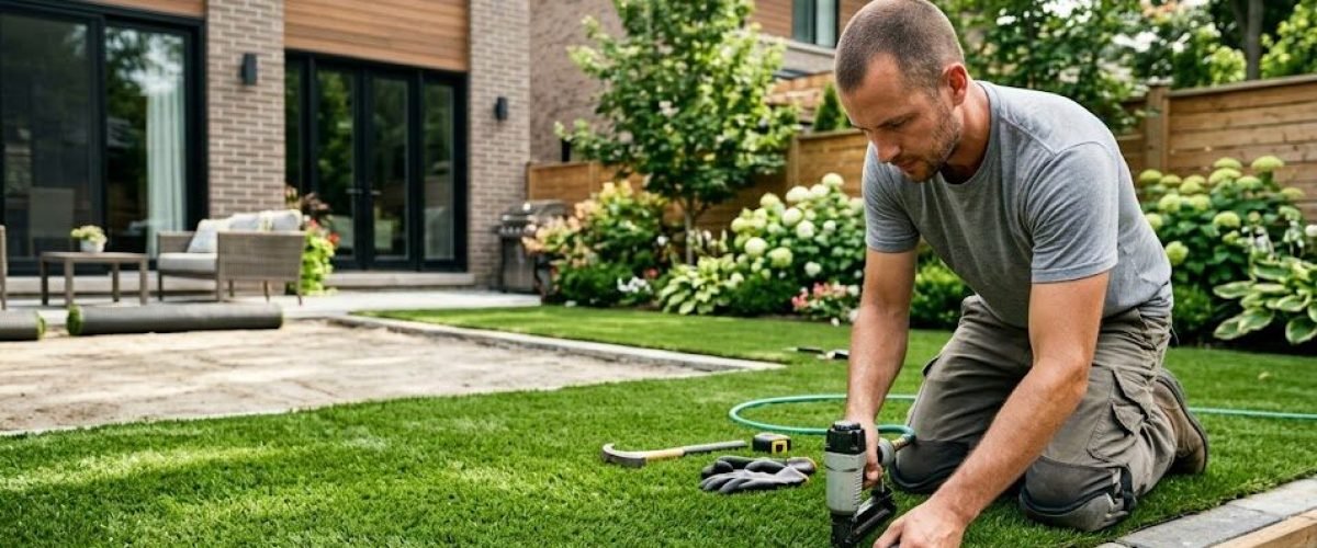 Artificial turf installation in Lake Hollingsworth, Florida