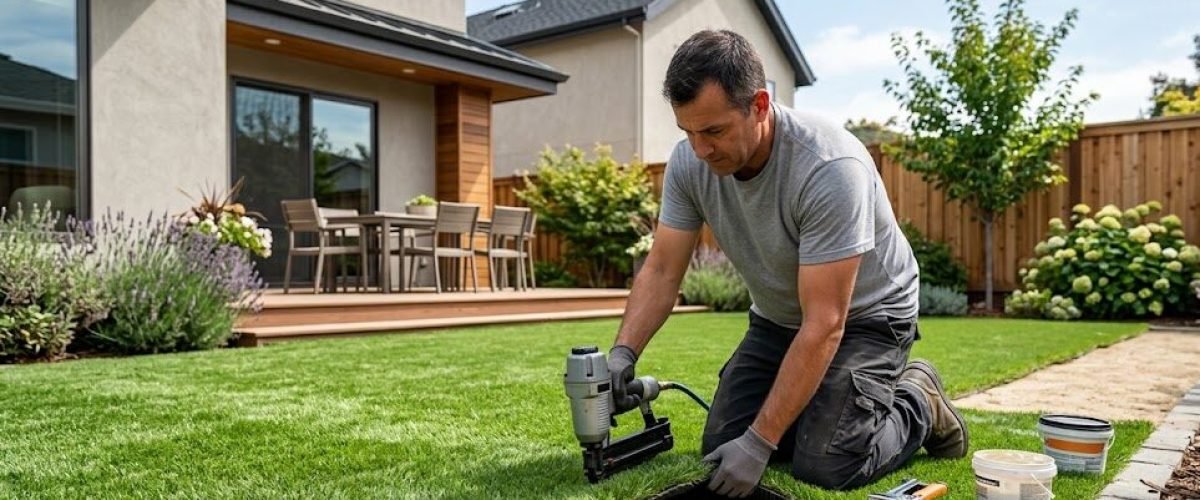 Artificial turf installation in Lake Howard West, Florida