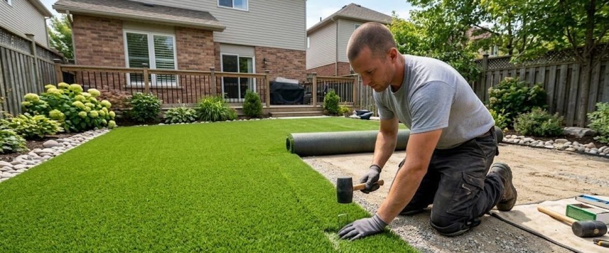 Artificial turf installation in Lake Rochelle, Florida