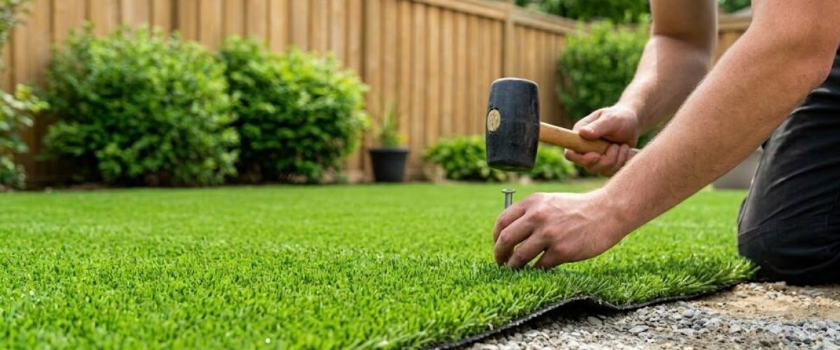 Artificial turf installation in New Smyrna Beach, Florida