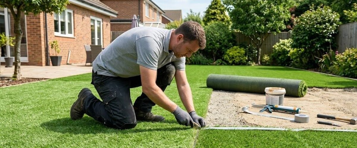 Artificial turf installation in Ormond By The Sea, Florida