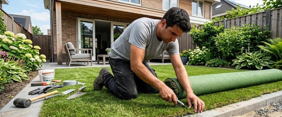 Artificial turf installation in Port Orange, Florida