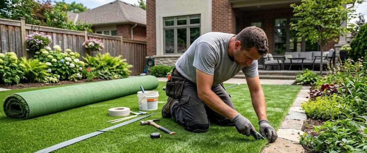 Artificial turf installation in South Daytona, Florida