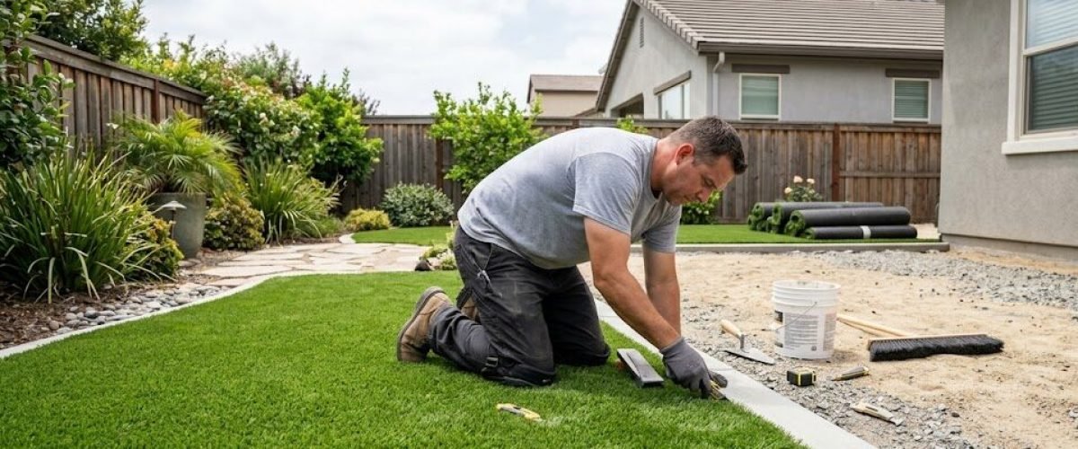 Artificial turf installation in Southwest Lakeland, Florida