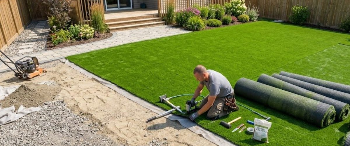 Artificial turf installation in Wahneta, Florida